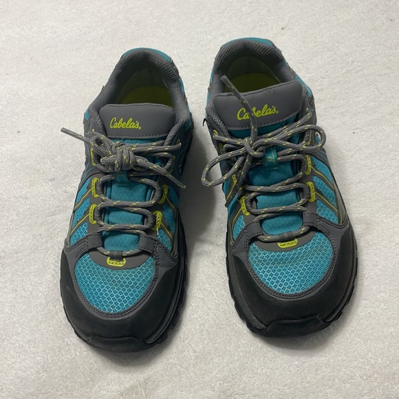 Cabelas XPG Goretex Blue Gray Outdoor Hiking Shoes Vibram Soles Womens size 7 - Picture 2 of 12